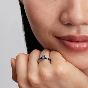 Blue Chakra Heart Ring Sterling silver