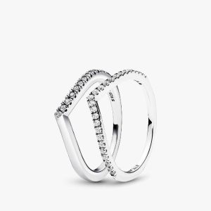 Shimmering Wishbone Ring Set 2 Quantity