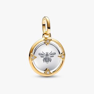Bee Medallion Charm Sterling silver, 14k gold plating