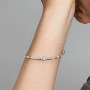 Sparkling Heart Tennis Bracelet Sterling silver