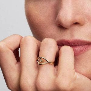 Organically Shaped Heart Small Ring 14k gold plating