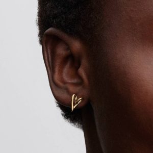 Organically Shaped Heart Stud Earrings 14k gold plating