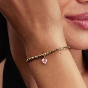 Pink Chakra Heart Mini Dangle Charm 14k gold plating