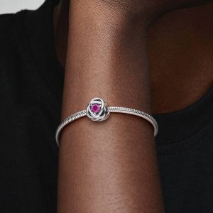 October Pink Eternity Circle Charm Sterling silver