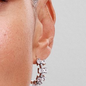 FINAL SALE - Sparkling Bow Row Hoop Earrings Sterling silver