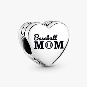 Baseball Mom Heart Charm Sterling silver