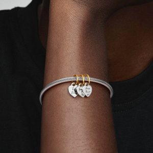 FINAL SALE - Two-tone Splittable Friendship Triple Dangle Charm Sterling silver, 14k gold plating