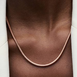 Pandora Moments Snake Chain Necklace 14k rose gold plating