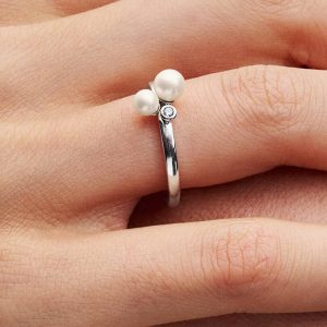 FINAL SALE - Duo Treated Freshwater Cultured Pearls Ring Sterling silver