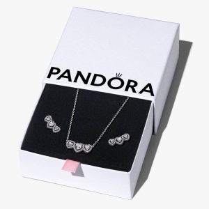 Halo Heart Trio Jewelry Gift Set Sterling silver