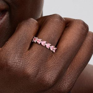 FINAL SALE - Band of Pink Hearts Ring Sterling silver