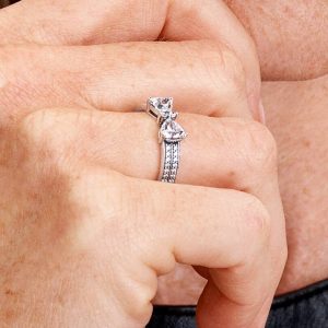 Sparkling Bow Double-row Ring Sterling silver