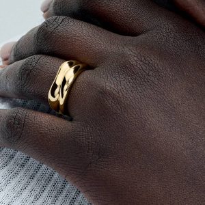 Organically Shaped Stacking Rings 14k gold plating