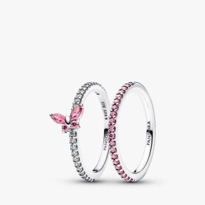 Pink Butterfly Ring Set 2 Quantity