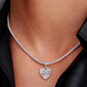 Engravable Love Heart Dangle Charm Sterling silver