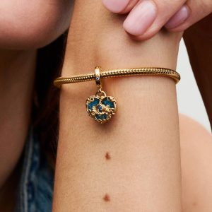 Disney Cinderella's Carriage & Heart Double Dangle Charm 14k gold plating