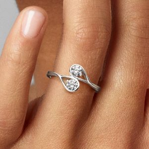 FINAL SALE - Pandora Infinite 14k White Gold Double Lab-grown Diamond Ring 0.50 ct TW, 14k white gold