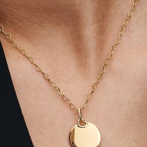 Engravable Round Tag Dangle Charm 14k gold plating