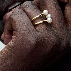 FINAL SALE - Treated Freshwater Cultured Pearl Open Ring 14k gold plating