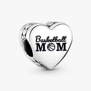 Basketball Mom Heart Charm Sterling silver