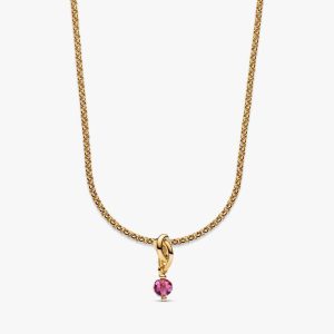 October Eternity Circle Dangle Charm Necklace Set 2 Quantity