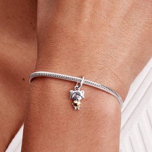 Happy Girl Dangle Charm Sterling silver, 14k gold plating