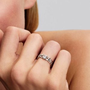 Heart Cuban Chain Ring Sterling silver