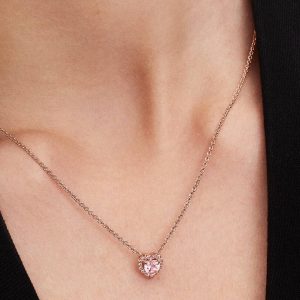 Pink Heart Collier Necklace 14k rose gold plating