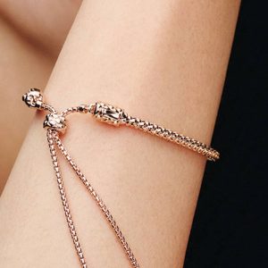 Studded Chain Slider Bracelet 14k rose gold plating