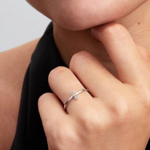 Pandora Era Lab Grown Diamond Trio Ring 0.07 ct TW, 14k white gold