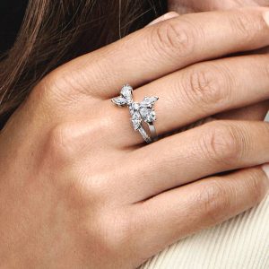 FINAL SALE - Sparkling Asymmetrical Herbarium Cluster Ring Sterling silver