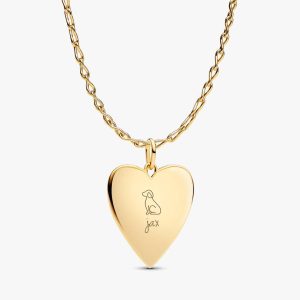Engravable Oversized Heart Tag Pendant Necklace 2 Quantity