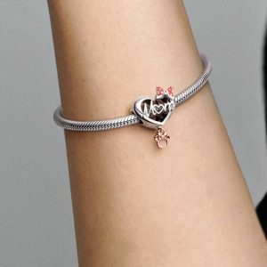Disney Minnie Mouse Mom Heart Charm Sterling silver, 14k rose gold plating