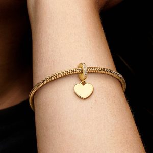 Engravable Heart Tag Dangle Charm 14k gold plating