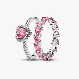 Pink Heart to Hearts Ring Set 2 Quantity
