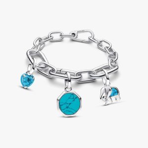 Turquoise Elephant and Heart Charm Bracelet 4 Quantity