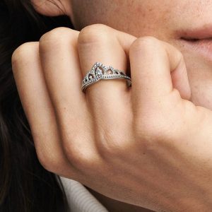 FINAL SALE - Regal Beaded Tiara Ring Sterling silver