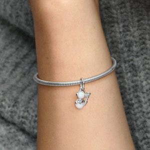 Opalescent Snowman Dangle Charm Sterling silver