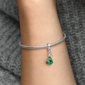 Sparkling Christmas Tree Dangle Charm Sterling silver