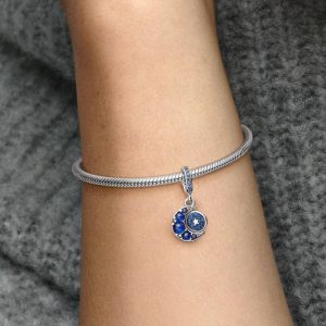 Sparkling Moon Spinning Dangle Charm Sterling silver