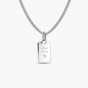 Engravable Rectangle Tag Pendant Necklace Set 2 Quantity
