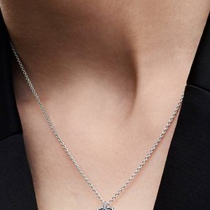 Sparkling Heart Halo Pendant Necklace Sterling silver