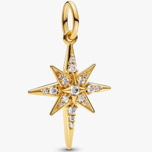 Sparkling North Star Dangle Charm 14k gold plating