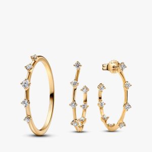 Lab-Grown Diamond Station Earring and Ring Set 2 Quantity