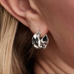 FINAL SALE - Rippled Small Hoop Earrings Sterling silver