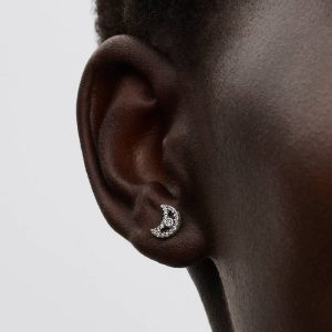 Sparkling Moon Stud Earrings Sterling silver