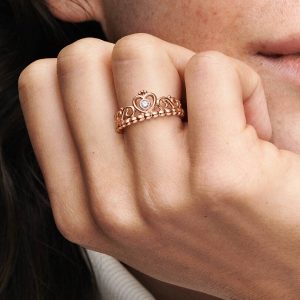 FINAL SALE - Princess Tiara Crown Ring 14k rose gold plating