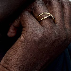 Organically Shaped Infinity Ring 14k gold plating