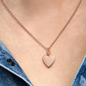 Engravable Heart Tag Pendant 14k rose gold plating