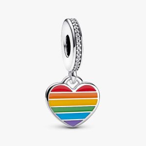 Pride Rainbow Heart Dangle Charm Sterling silver
